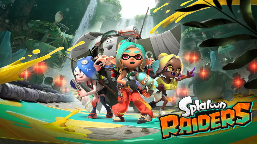 Offizielles Splatoon-Raiders-Key-Art mit dem Switch-2-Abenteuer und der tintigen Schatzsuche